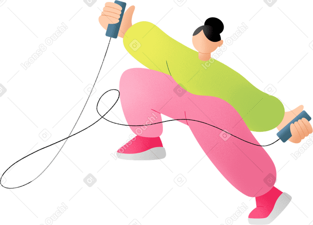 young woman with jump rope PNG, SVG