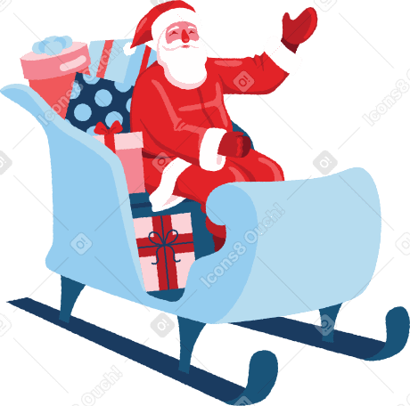 santa in sleigh Illustration in PNG, SVG
