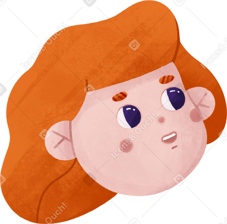 girl with orange wavy hair Illustration in PNG, SVG