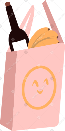 paper pink bag with groceries PNG, SVG