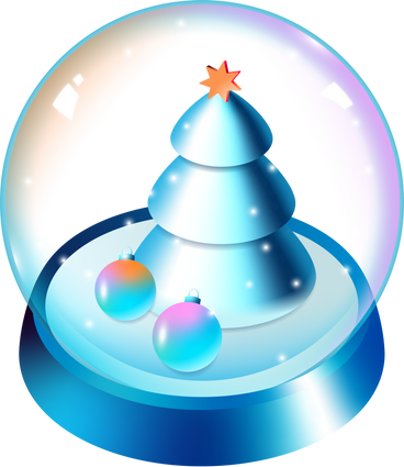 isometric christmas glass ball with fir tree and christmas decorations PNG, SVG