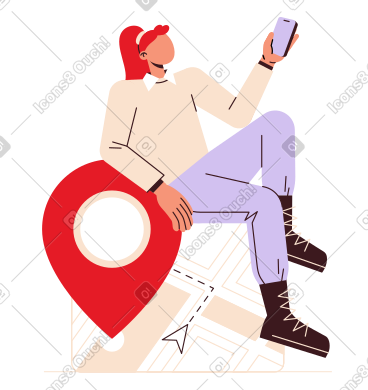 女人在手机上使用 gps 导航 PNG, SVG