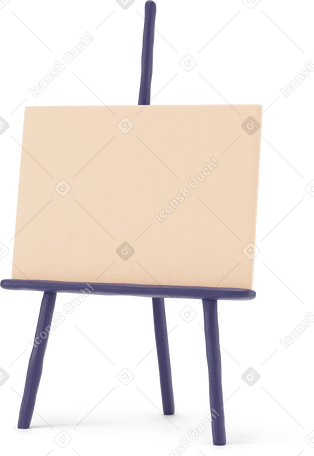 3D Floor easel with a canvas PNG, SVG