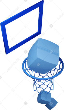 3D Delivery boxes falling through basketball hoop turned right PNG, SVG