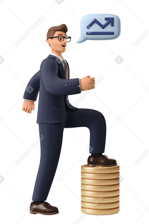 3D Man stepping up as his business is growing PNG, SVG