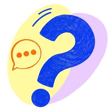 Big blue question mark and a speech bubble PNG, SVG