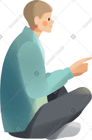 young man sitting PNG, SVG