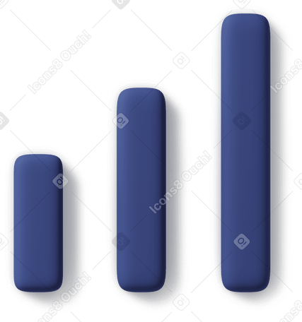3D growing blue bar chart icon Illustration in PNG, SVG
