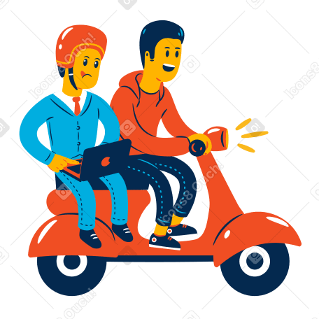 Businessman rides a scooter and works PNG, SVG