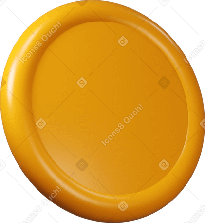 3D Front view of a yellow coin PNG, SVG