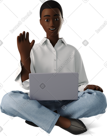 3D young woman chatting online PNG, SVG