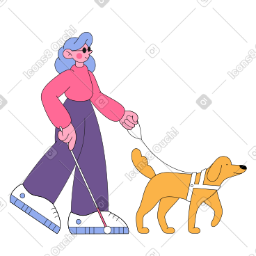 Blind girl with a guide dog PNG, SVG