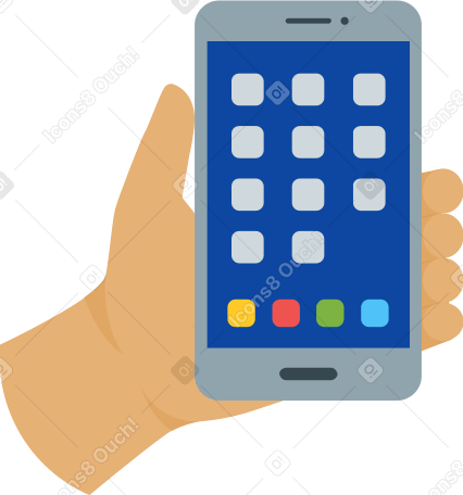 mobile phone in hand Illustration in PNG, SVG