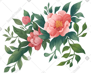 绿叶间的粉色玫瑰果花 PNG, SVG