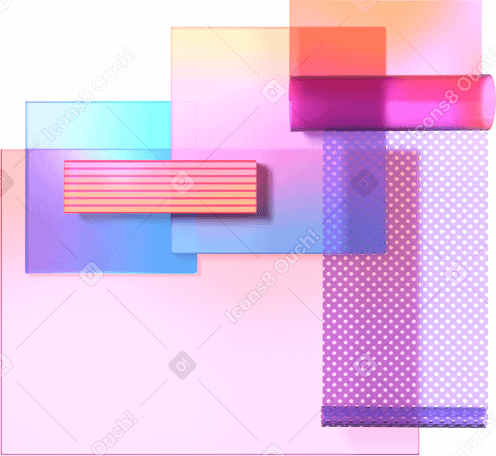 3D composition of rectangles with different textures PNG, SVG