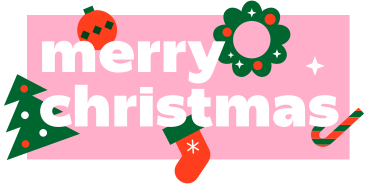 Text Merry Christmas with geometric ornaments PNG, SVG