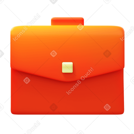 3D orange briefcase Illustration in PNG, SVG