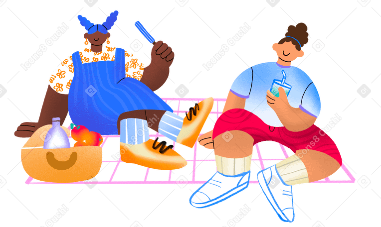 Zwei personen genießen ein picknick PNG, SVG