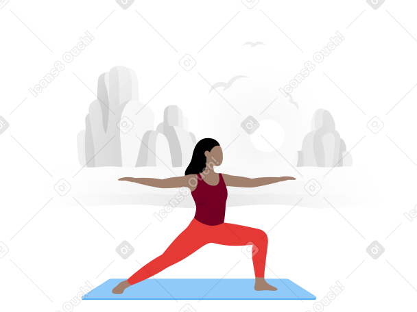 Woman doing yoga on the shore PNG, SVG