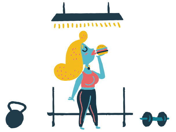 Ilustraciones Comiendo hamburguesa en PNG y SVG