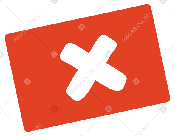 red rectangle with white cross Illustration in PNG, SVG