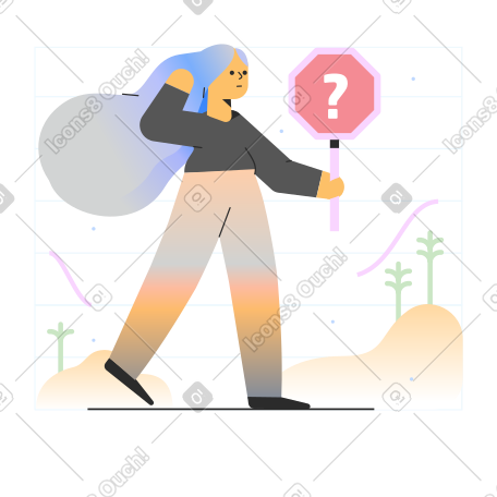 Woman with question mark PNG, SVG