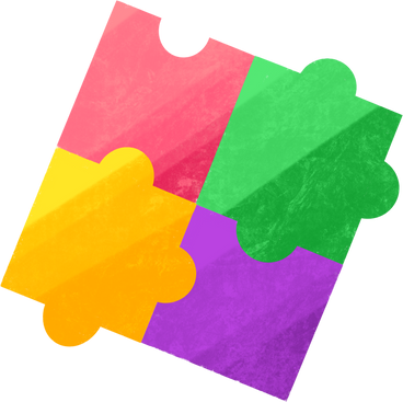 four colored puzzles PNG, SVG