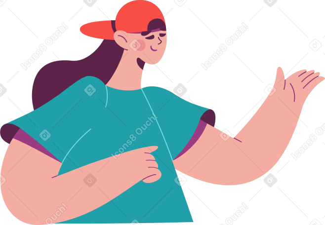 half of the girl in a green t-shirt Illustration in PNG, SVG