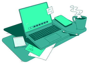 Laptop and smartphone on work desk PNG, SVG