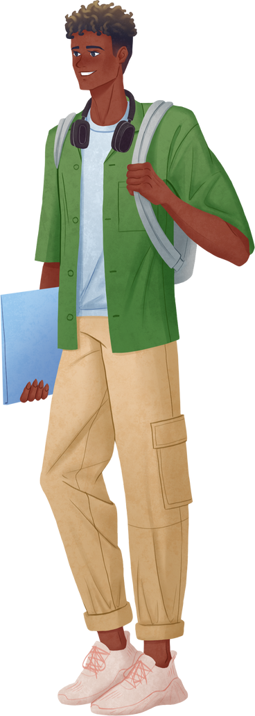 man in green shirt with short sleeves standing and holding a clip PNG, SVG