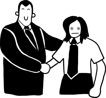 two doodle characters handshaking PNG, SVG