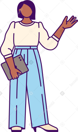 woman in trousers with tablet PNG, SVG