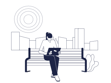 Woman with laptop on the bench PNG, SVG