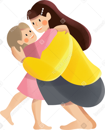 mother hugging her daughter PNG、SVG