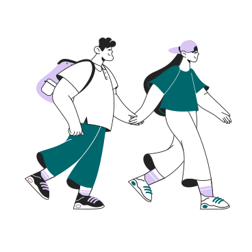Hombre y mujer caminando, tomados de la mano. PNG, SVG