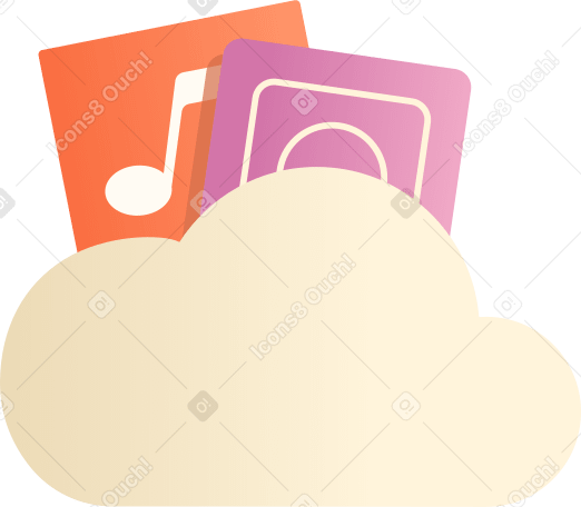cloud storage with files Illustration in PNG, SVG