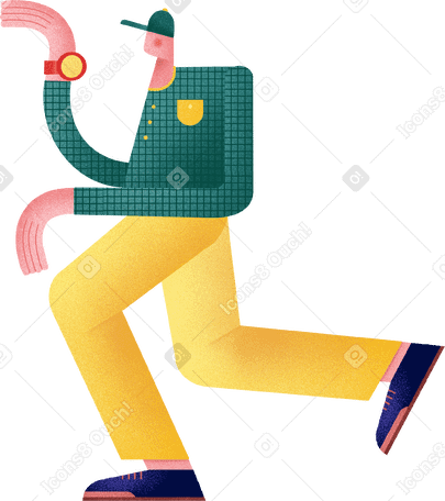 man in a green shirt and yellow pants with a red watch PNG, SVG