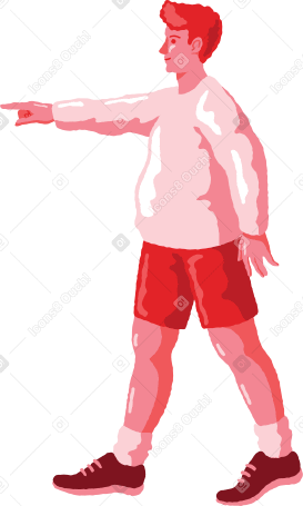 chubby man pointing side view Illustration in PNG, SVG