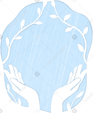 blue spot on which hands and a plant are carved в PNG, SVG
