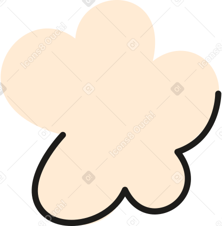 fluffy beige cloud with black outline below PNG, SVG