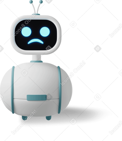 3D robot sad Illustration in PNG, SVG