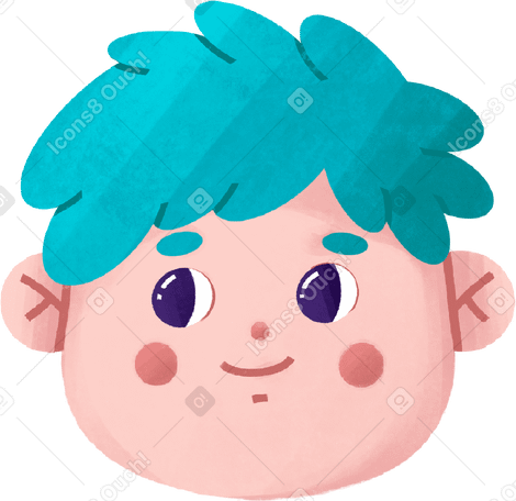 smiling man with blue hair PNG, SVG