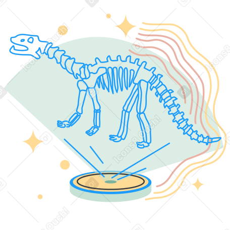 공룡 뼈대의 홀로그램 PNG, SVG