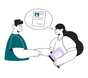 Woman shaking hands with new employee PNG, SVG
