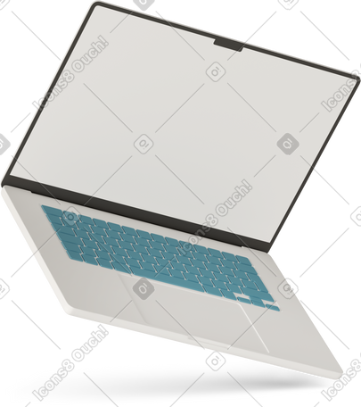 3D laptop white screen PNG, SVG