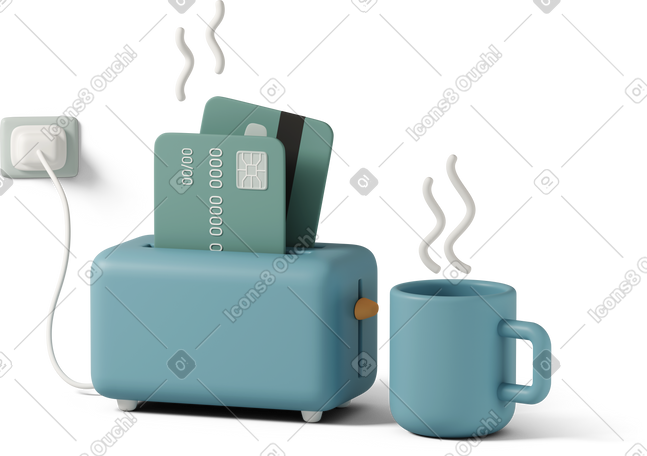 3D credit cards baked in toaster PNG, SVG