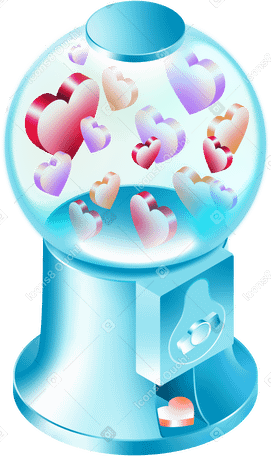 Máquina isométrica con corazones PNG, SVG