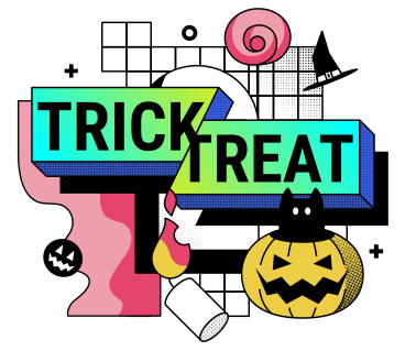 Trick or treat and cat in pumpkin PNG, SVG