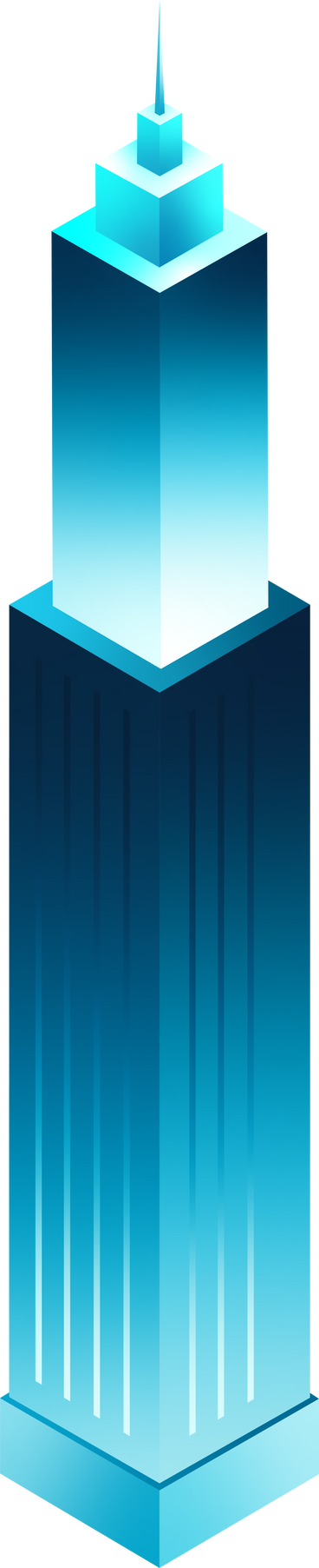 isometric blue tower with spire PNG, SVG