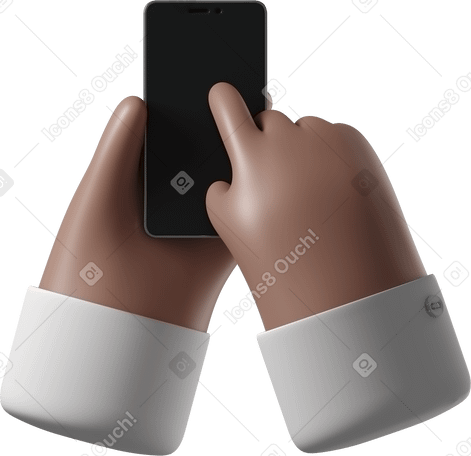 3D 拿着电话的棕色皮肤手 PNG, SVG